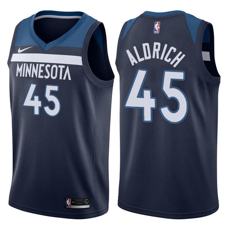 Minnesota Timberwolves #45 Cole Aldrich Icon Navy Swingman Jersey