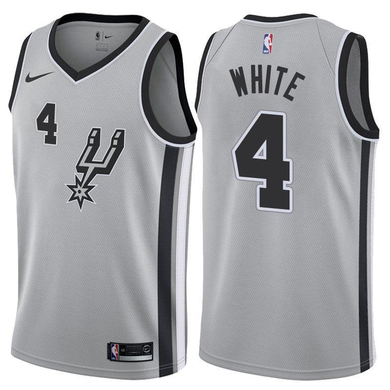 San Antonio Spurs #4 Derrick White Statement Gray Swingman Jersey