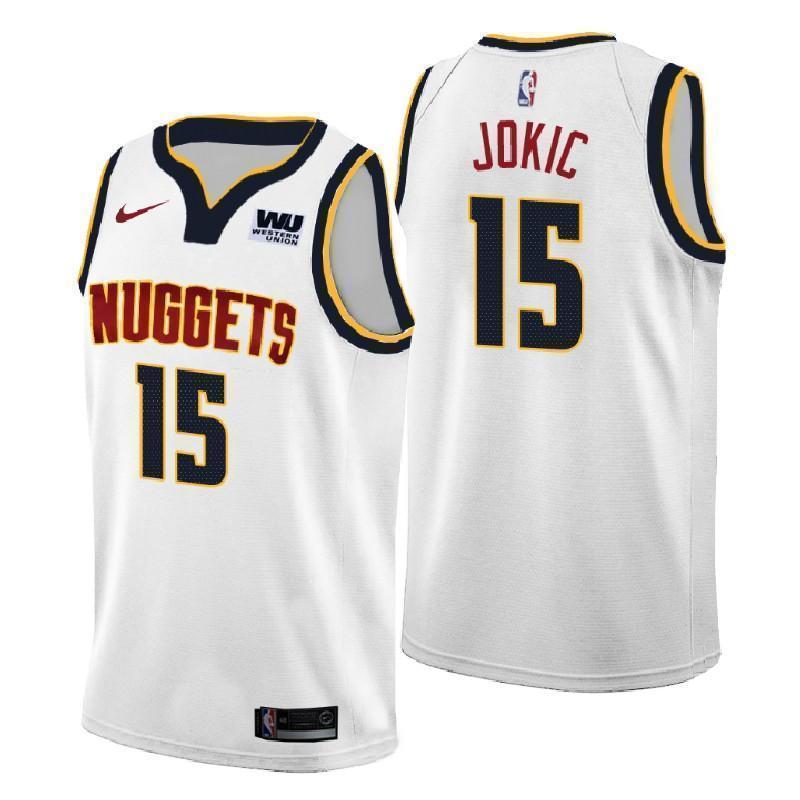 Denver Nuggets #15 Nikola Jokic Association White Swingman Jersey
