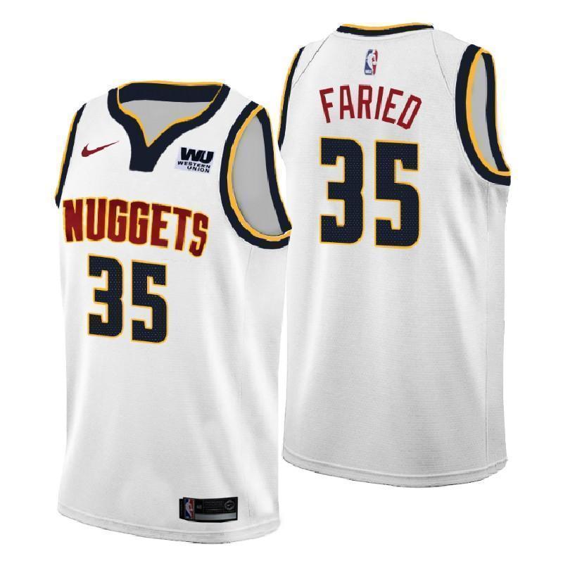 Denver Nuggets #35 Kenneth Faried Association White Swingman Jersey