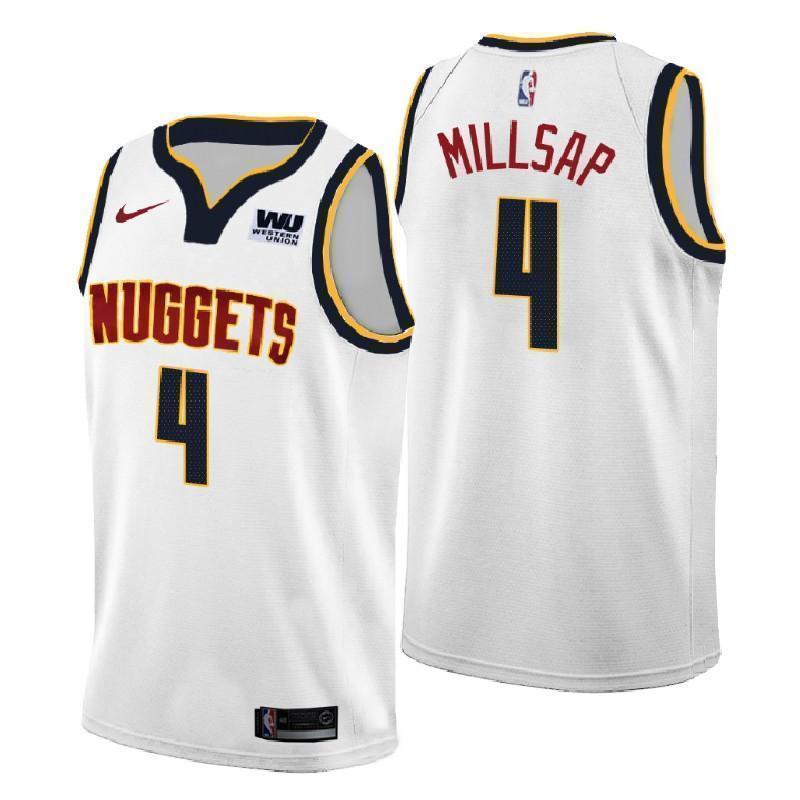 Denver Nuggets #4 Paul Millsap Association White Swingman Jersey