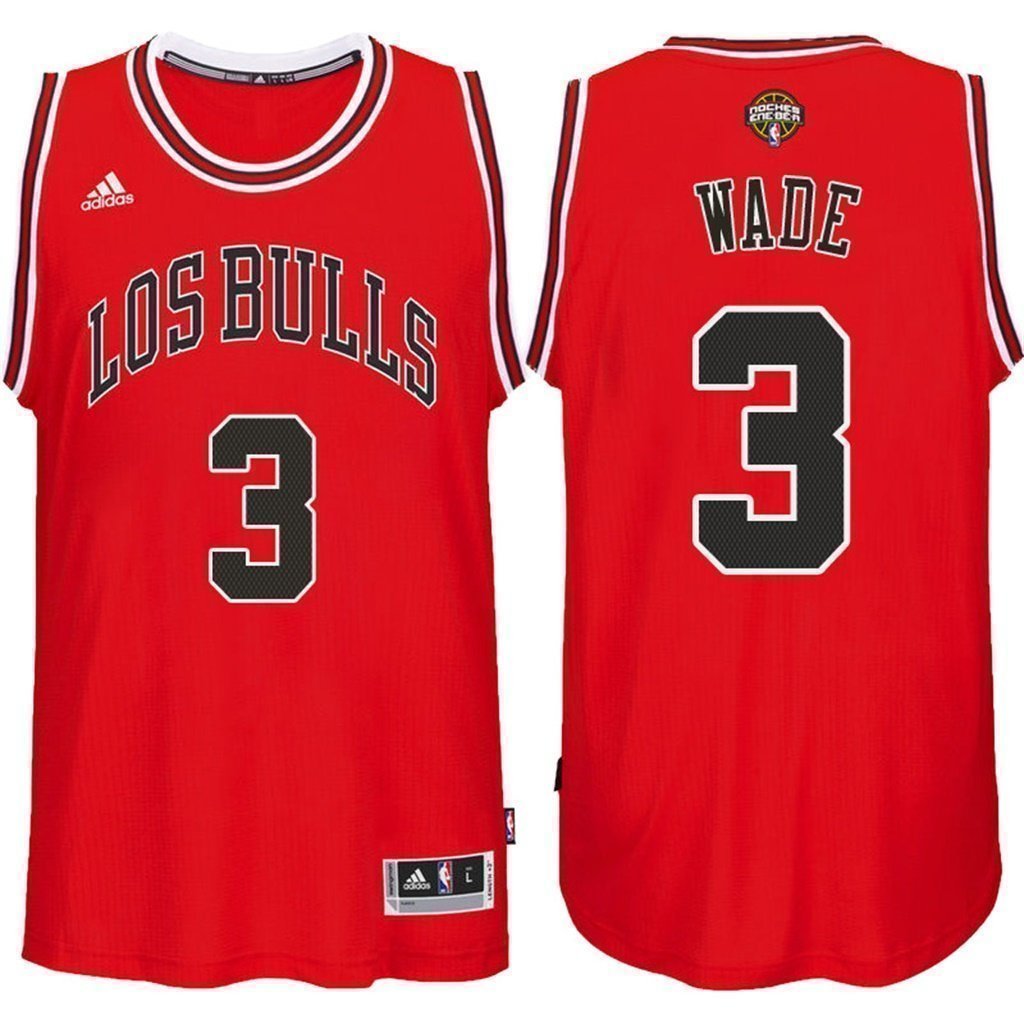 Men's Chicago Bulls Dwyane Wade Noches Enebea Road Swingman Jersey Red