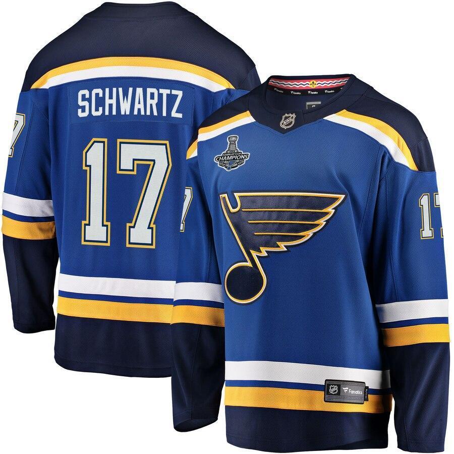 Men's St. Louis Blues Jaden Schwartz Fanatics Branded Blue 2019 Stanley Cup Champions Home Breakaway Player Jersey