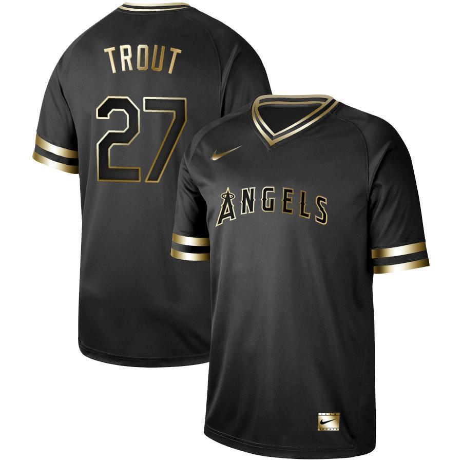 Mike Trout LA Angels New Arrival 2019 Baseball Player Black Golden Jersey
