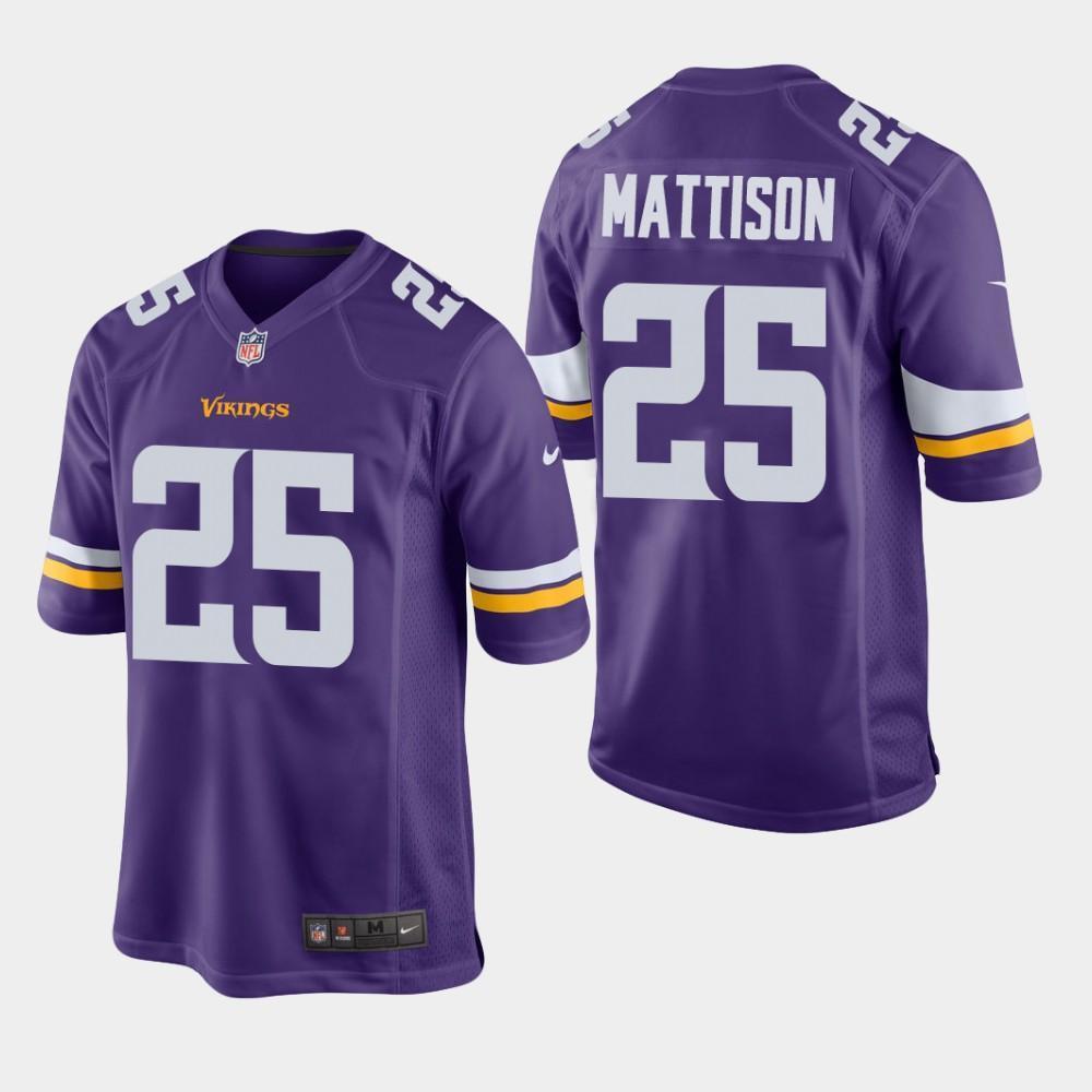 Minnesota Vikings #25 Alexander Mattison 2019 Draft Game Jersey - Purple
