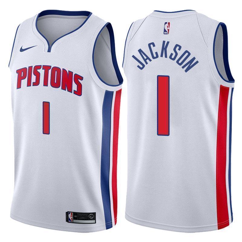 Detroit Pistons #1 Reggie Jackson Association White Swingman Jersey