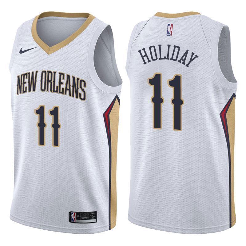 New Orleans Pelicans #11 Jrue Holiday Association White Swingman Jersey