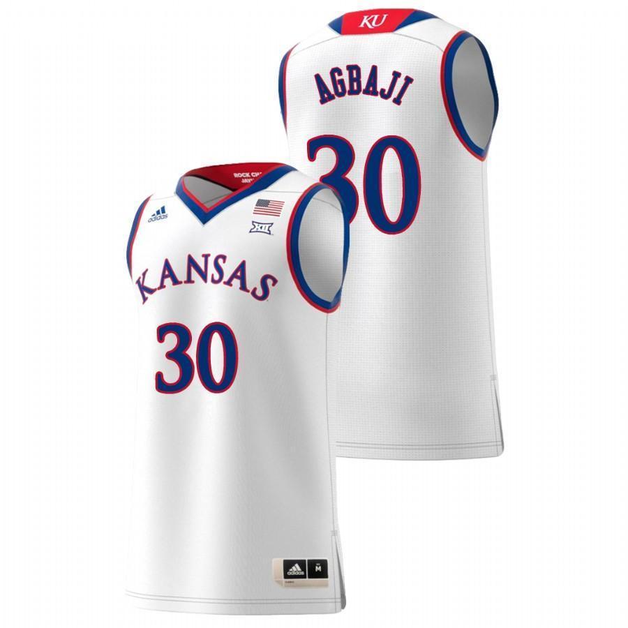 Ochai Agbaji Kansas Jayhawks Basketball Jersey - White
