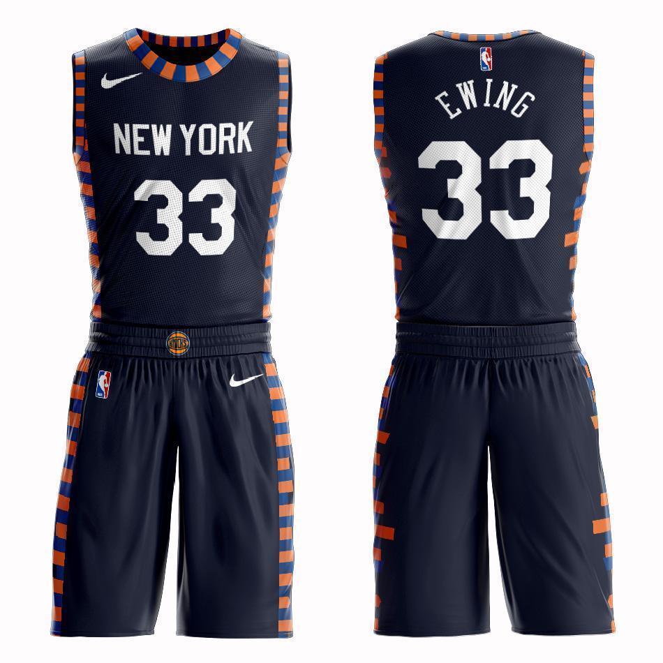 New York Knicks #33 Patrick Ewing City 2019 Jersey and Pant Set