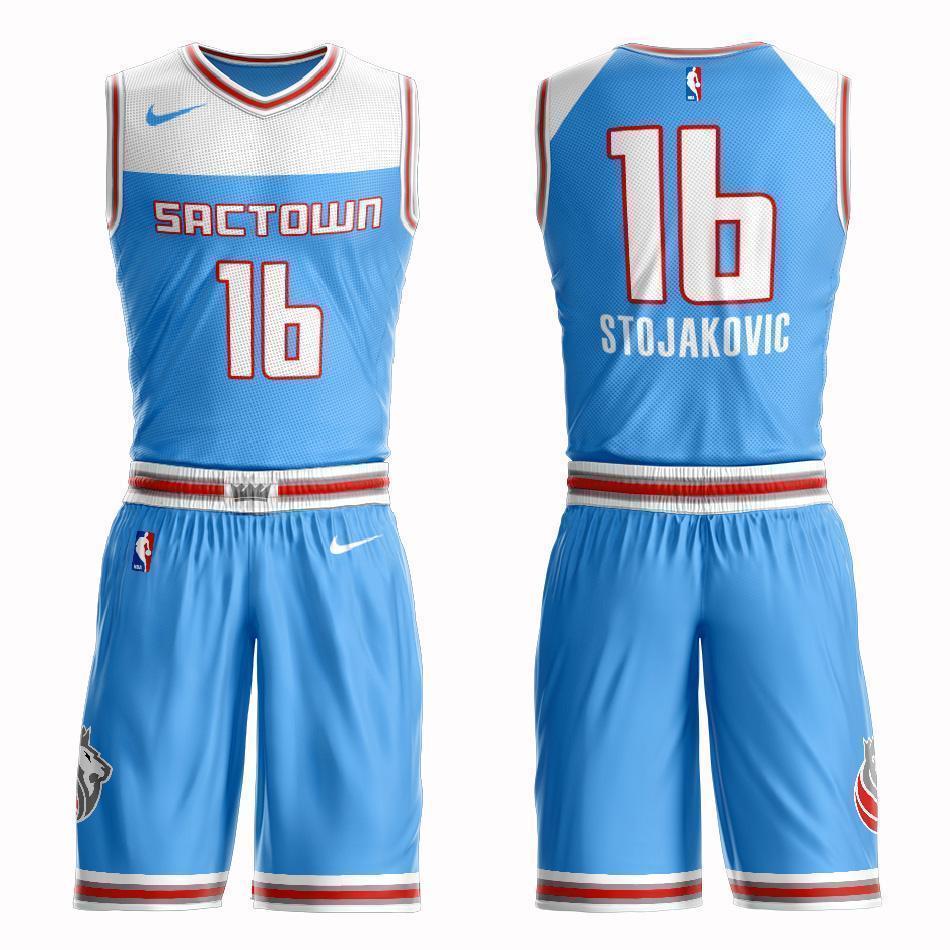 Sacramento Kings #16 Peja Stojakovic City 2019 Jersey and Pant Set