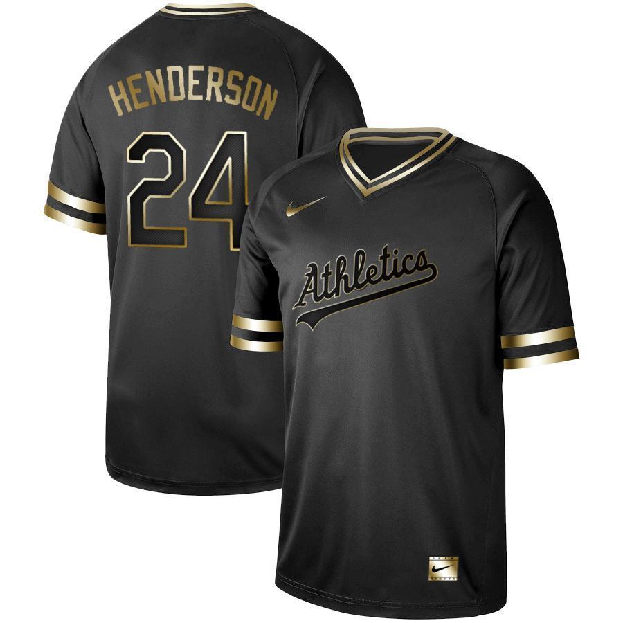 Rickey Henderson Oakland Athletics New Arrival 2019 Baseball Player Black Golden Jersey