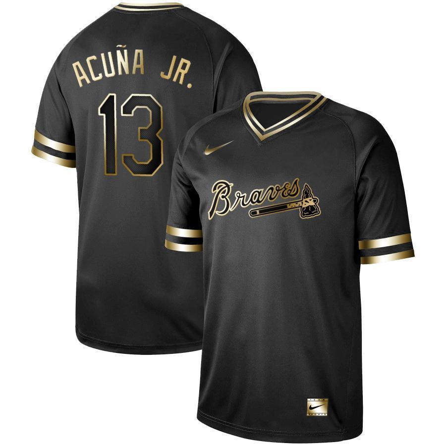 Ronald Acuna Jr Atlanta Braves New Arrival 2019 Baseball Player Black Golden Jersey