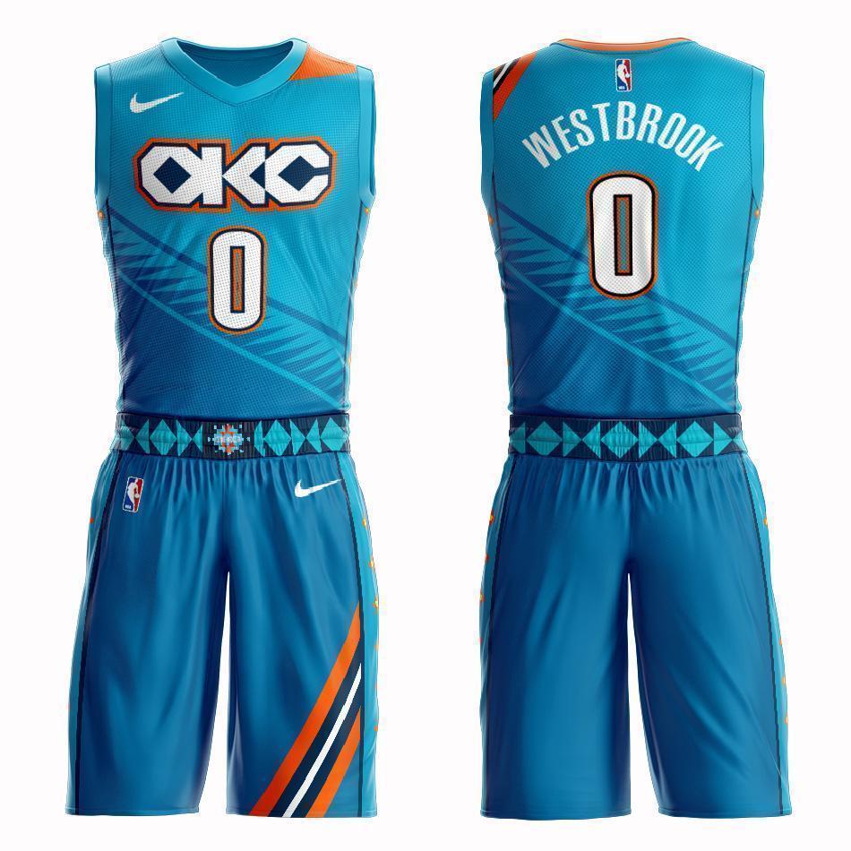 Oklahoma City Thunder #0 Russell Westbrook City 2019 Jersey and Pant Set