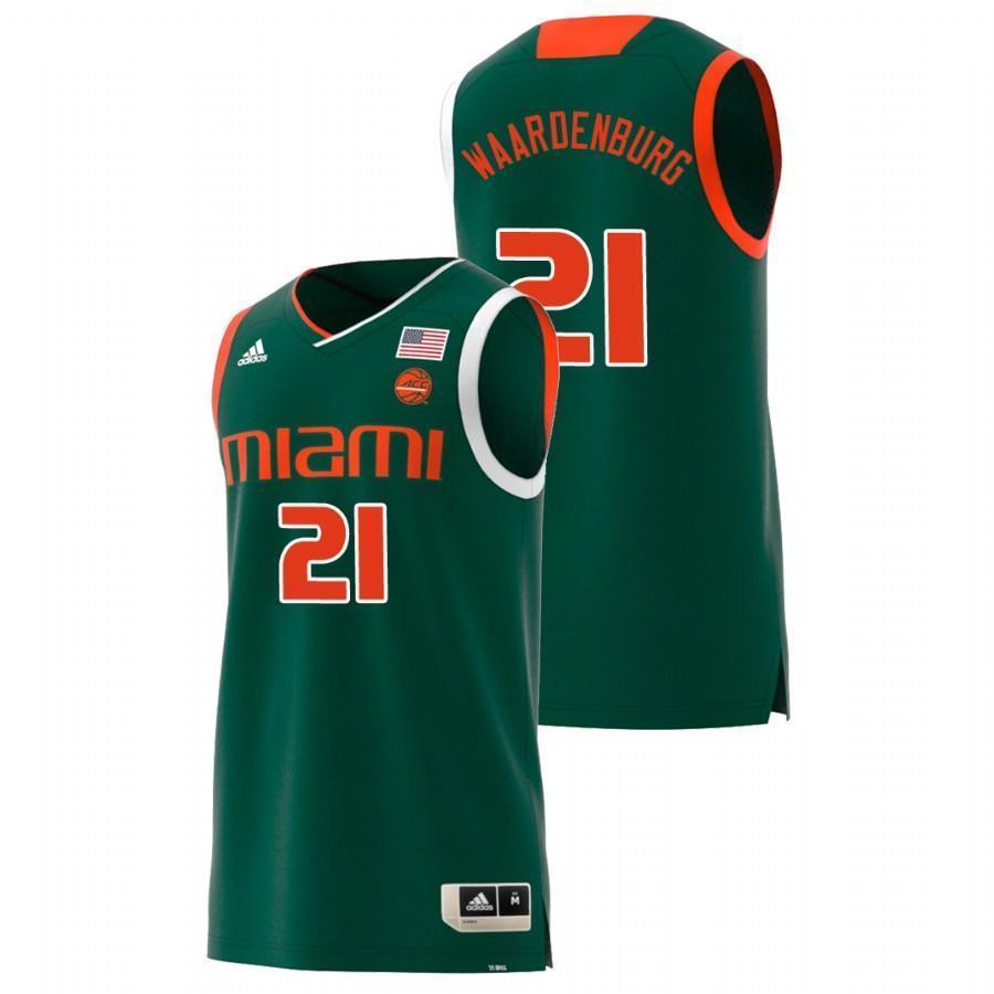 Sam Waardenburg Miami Hurricanes Basketball Jersey - Green