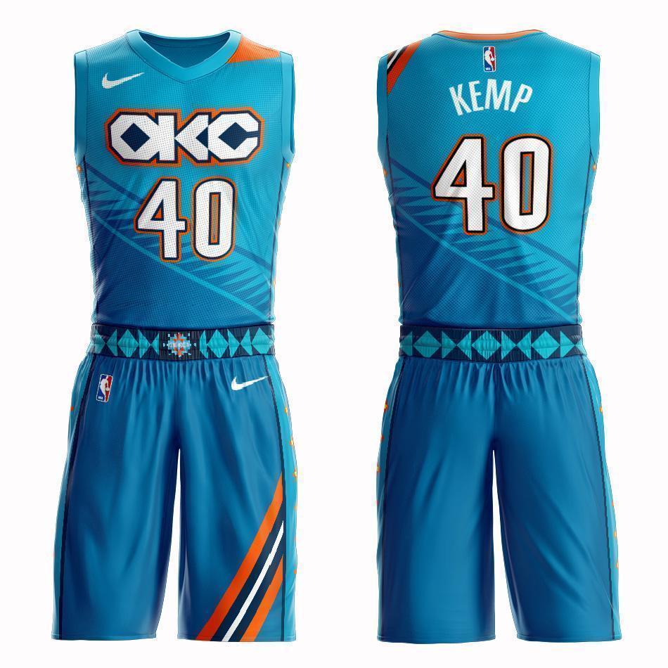 Oklahoma City Thunder #40 Shawn Kemp City 2019 Jersey and Pant Set