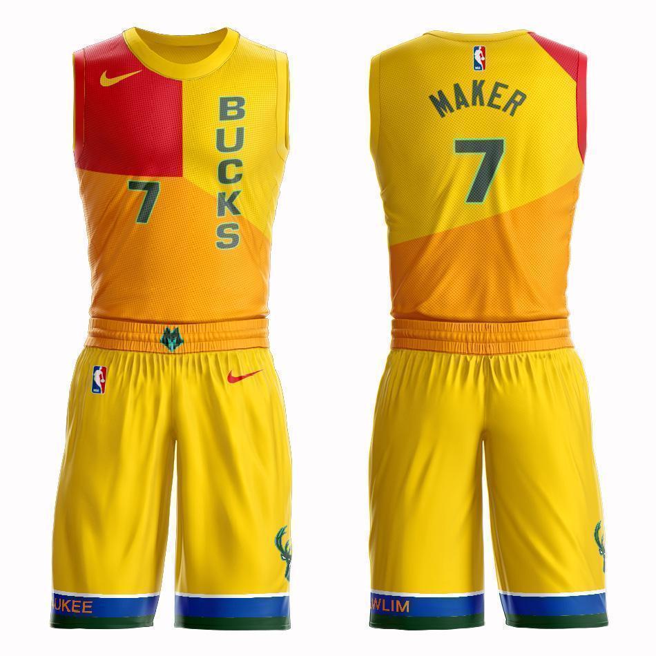 Milwaukee Bucks #7 Thon Maker City 2019 Jersey and Pant Set