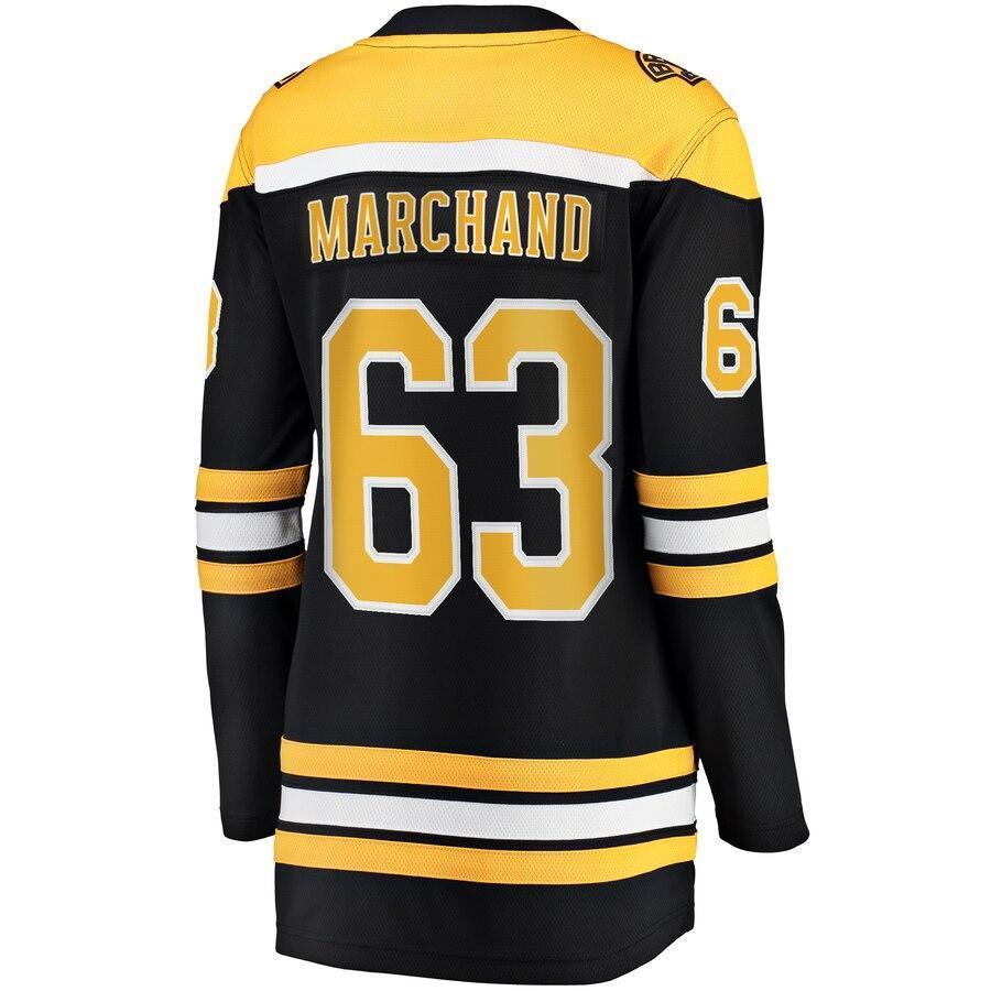 Women s Boston Bruins Brad Marchand Black 2019 Stanley Cup Final Bound Home Breakaway Player Jersey Black Yellow