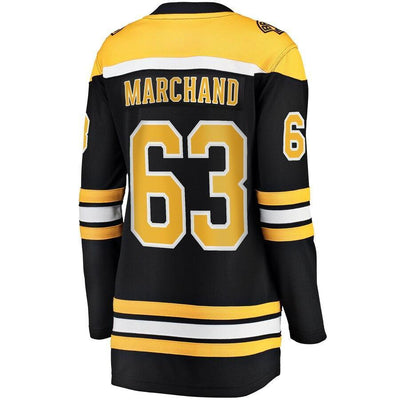 Women s Boston Bruins Brad Marchand Black 2019 Stanley Cup Final Bound Home Breakaway Player Jersey Black Yellow