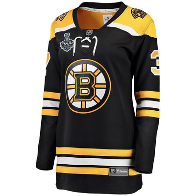 Women s Boston Bruins Patrice Bergeron Black 2019 Stanley Cup Final Bound Home Breakaway Player Jersey Black Yellow