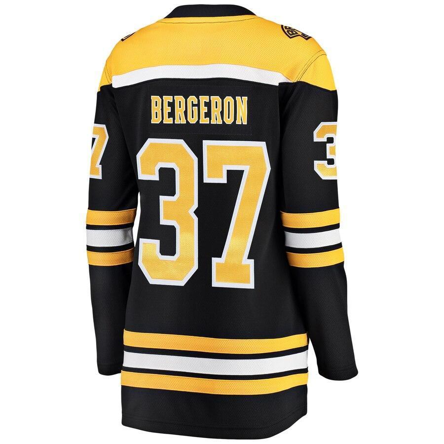 Women s Boston Bruins Patrice Bergeron Black 2019 Stanley Cup Final Bound Home Breakaway Player Jersey Black Yellow