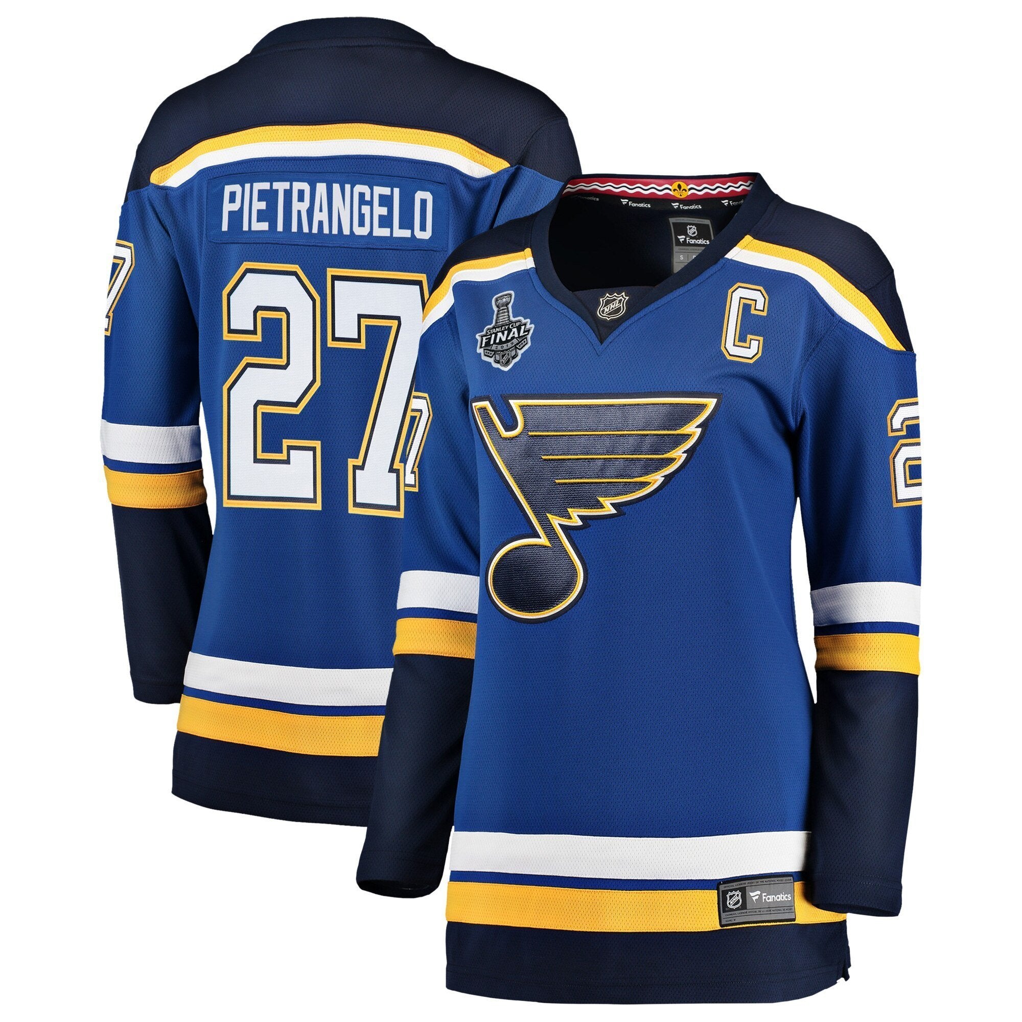 Women s St Louis Blues Alex Pietrangelo Fanatics Branded Blue Home 2019 Stanley Cup Final Bound Breakaway Player Jersey