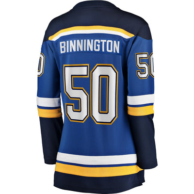 Women s St Louis Blues Jordan Binnington Fanatics Branded Blue Home Breakaway Player Jersey