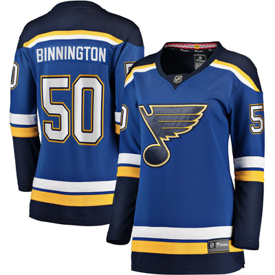 Women s St Louis Blues Jordan Binnington Fanatics Branded Blue Home Breakaway Player Jersey