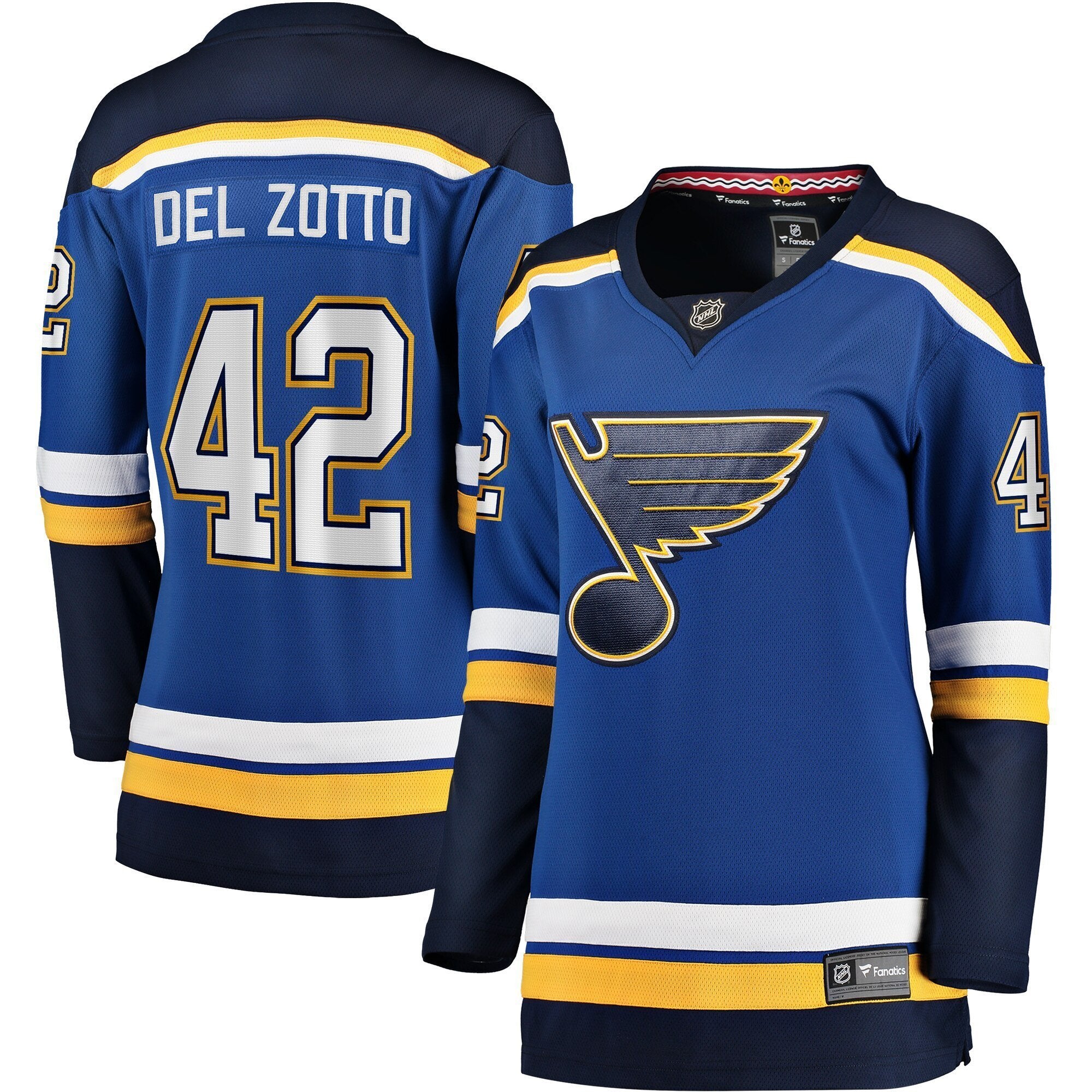 Women s St Louis Blues Michael Del Zotto Fanatics Branded Blue Home Breakaway Player Jersey