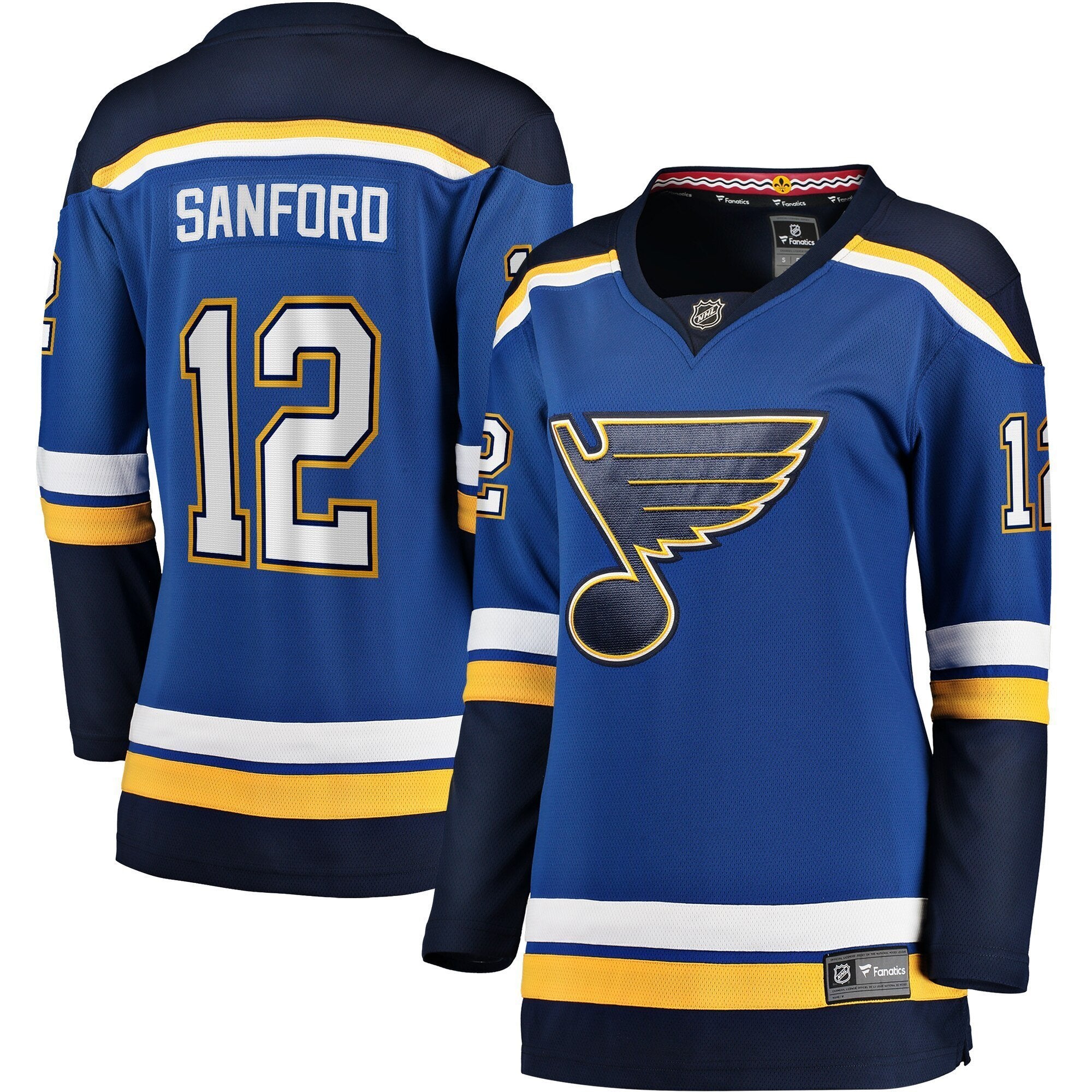 Women s St Louis Blues Zach Sanford Fanatics Branded Blue Home Breakaway Player Jersey