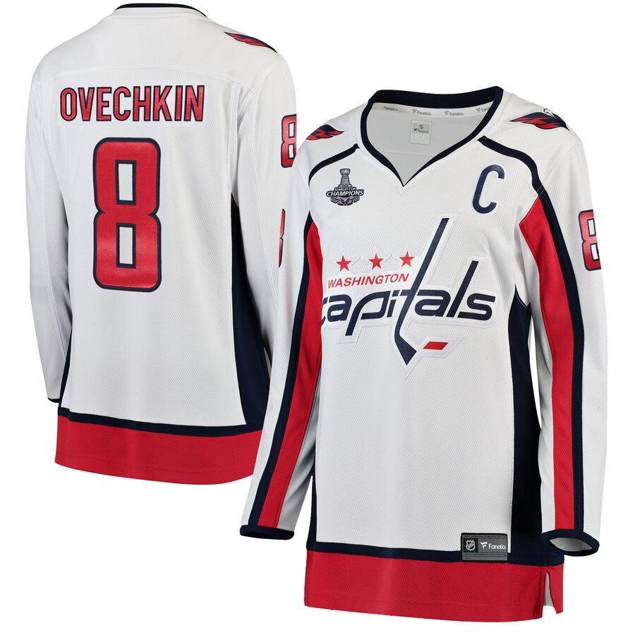 Women s Washington Capitals Alexander Ovechkin White 2018 Stanley Cup Champions Away Breakaway Player Jersey White