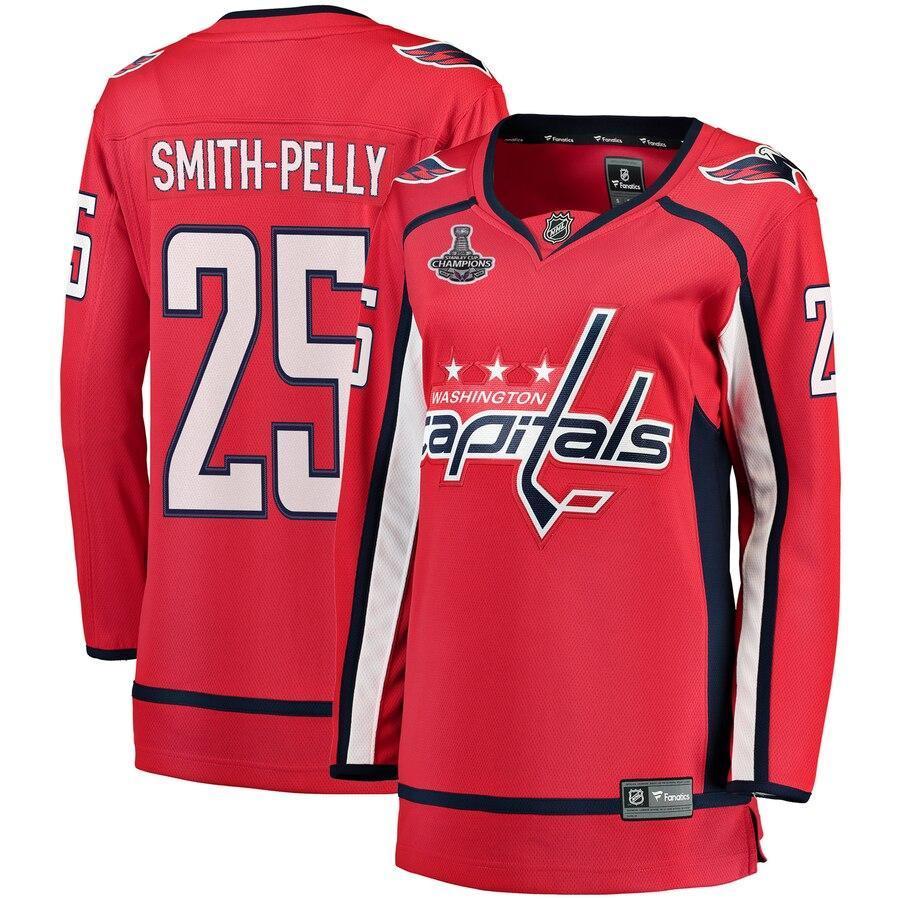 Women s Washington Capitals Devante Smith Pelly Fanatics Branded Red 2018 Stanley Cup Champions Home Breakaway Player Jersey Red