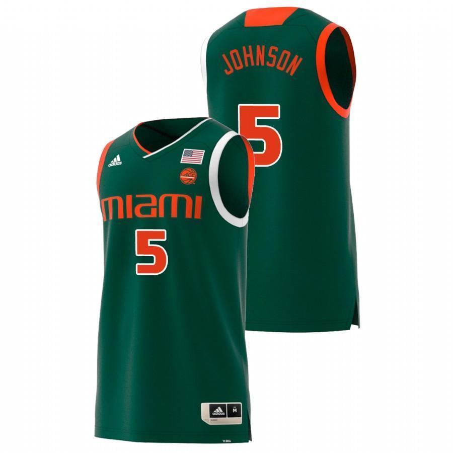 Zach Johnson Miami Hurricanes Basketball Jersey - Green