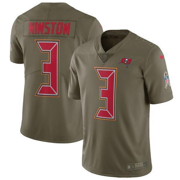 Jameis Winston Tampa Bay Buccaneers Salute To Service Limited Jersey - Olive