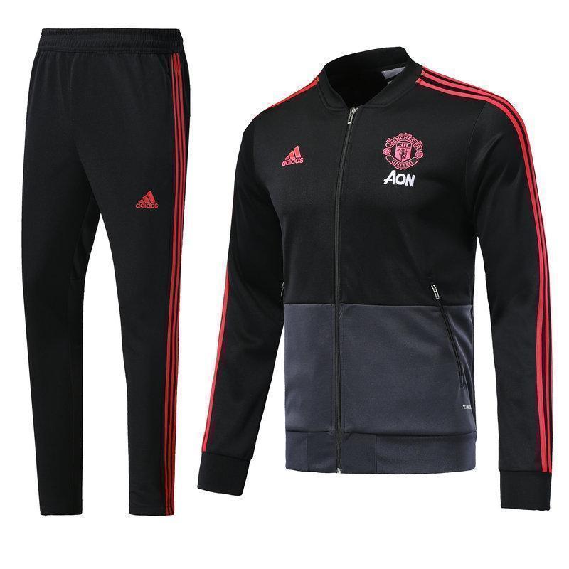 Manchester United Black Tracksuit Training Jackets and Pants 2018/19