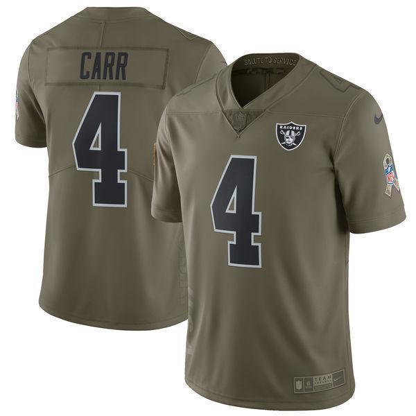 Derek Carr Oakland Raiders Salute To Service Limited Jersey - Olive