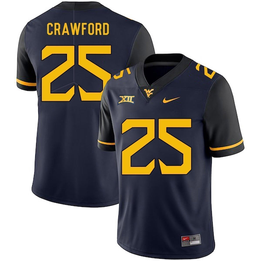 Justin Crawford West Virginia Mountaineers Football Jersey - Navy
