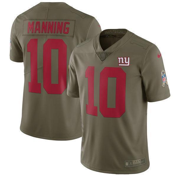 Eli Manning New York Giants Salute To Service Limited Jersey - Olive
