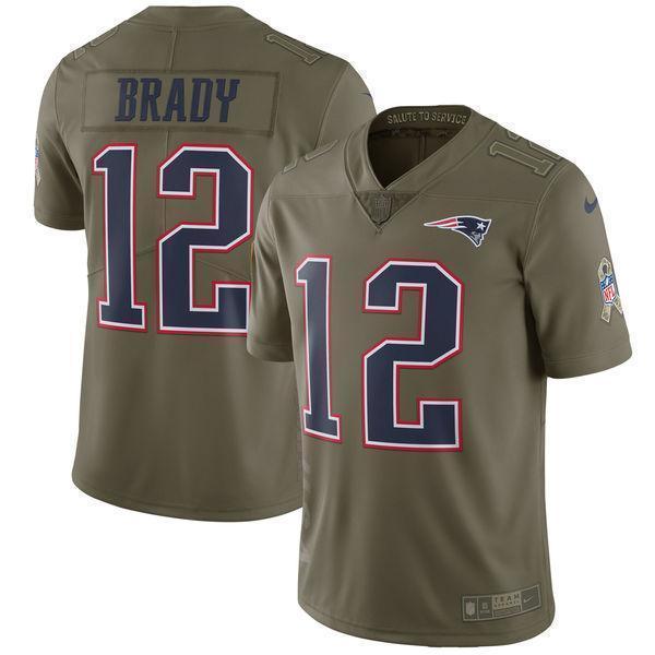 Tom Brady New England Patriots Salute To Service Limited Jersey - Olive