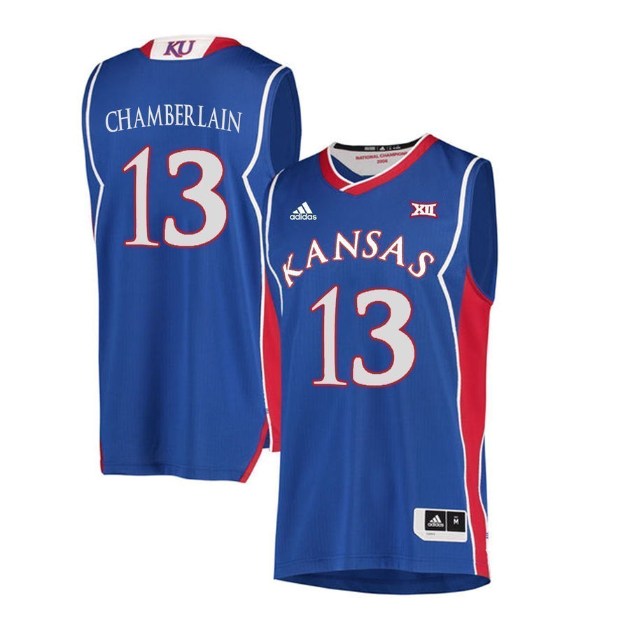Wilt Chamberlain Kansas Jayhawks Basketball Jersey-Blue