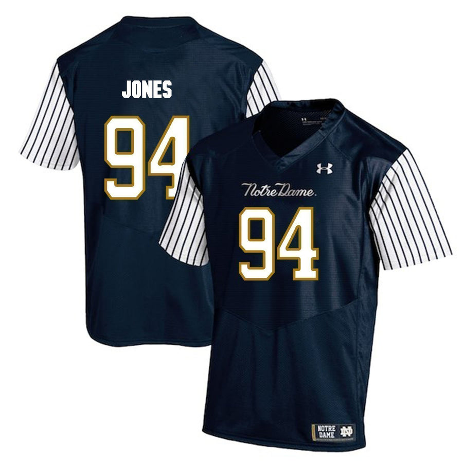 Jarron Jones Notre Dame Fighting Irish Football Jersey Navy Stripe
