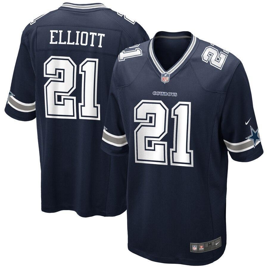 Dallas Cowboys Ezekiel Elliott 21 White Game Jersey
