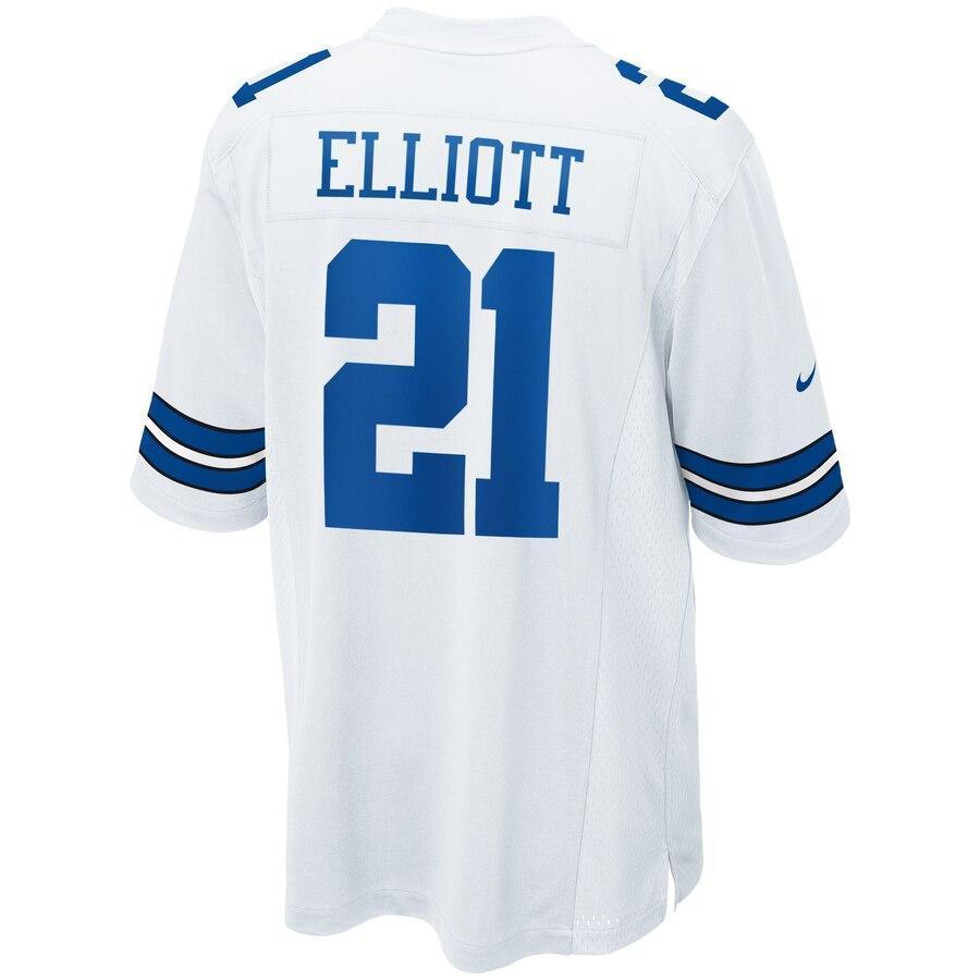 Dallas Cowboys Ezekiel Elliott 21 White Game Jersey