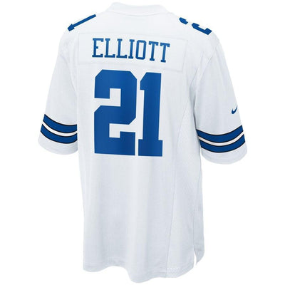 Dallas Cowboys Ezekiel Elliott 21 White Game Jersey