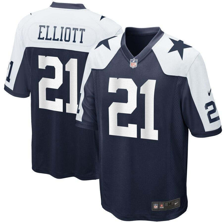 Dallas Cowboys Ezekiel Elliott 21 Navy Alternate Game Jersey