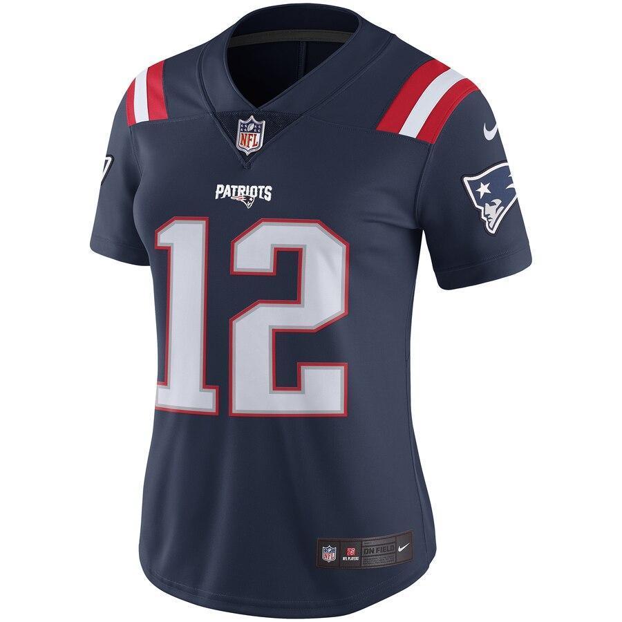 Tom Brady 12 New England Patriots Women's Navy Color Rush Limited Jersey