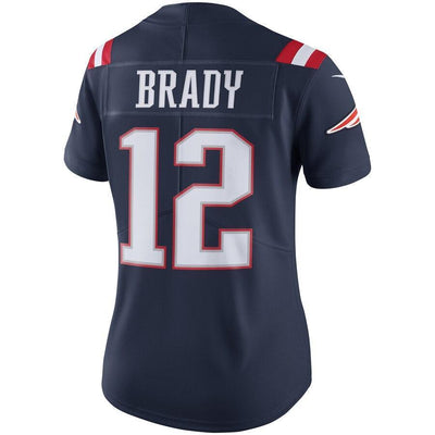 Tom Brady 12 New England Patriots Women's Navy Color Rush Limited Jersey