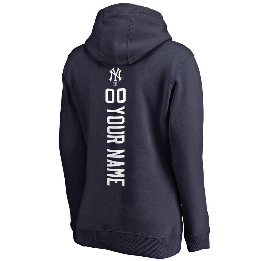 Women's New York Yankees Navy Personalized Backer Pullover Hoodie