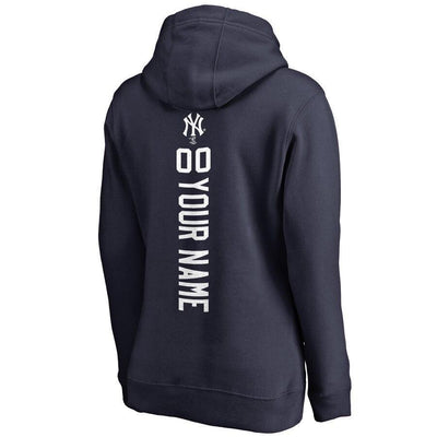 Women's New York Yankees Navy Personalized Backer Pullover Hoodie