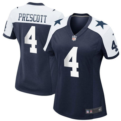 Dak Prescott 4 Dallas Cowboys Women's Navy Alternate Game Jersey