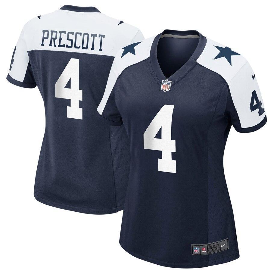 Dak Prescott 4 Dallas Cowboys Women's Navy Alternate Game Jersey